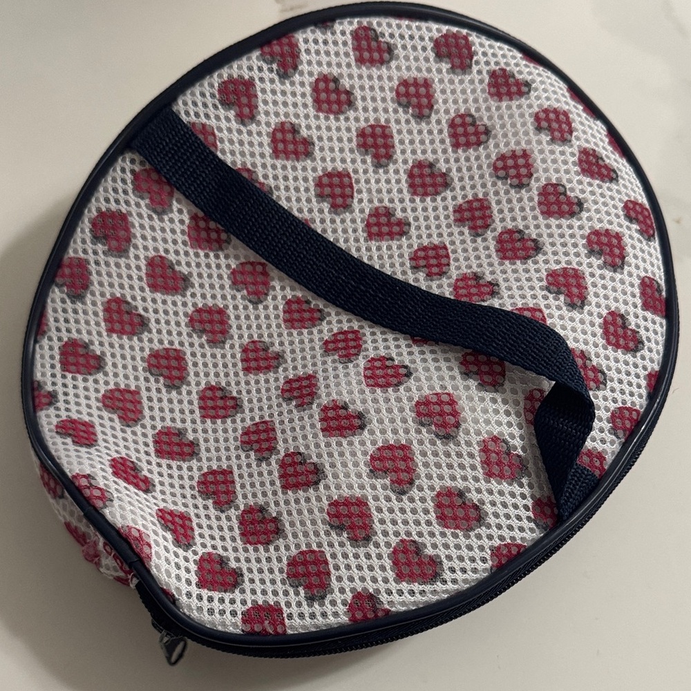 Marc Jacobs White and Red Heart Mesh Laundry Bag